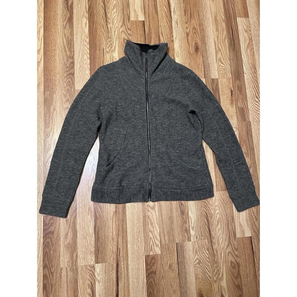 IBEX Heather Gray Greg Merino Wool Women's Full Zip Jacket M Made In USA EUC